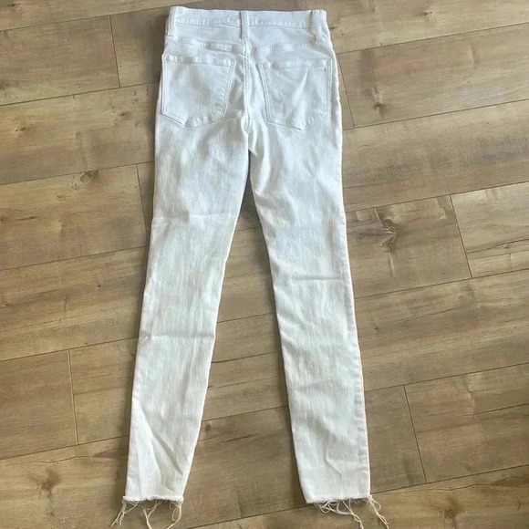 Madewell 9” Mid Rise Skinny White Jeans Raw Hem Sz 24 - Picture 11 of 11